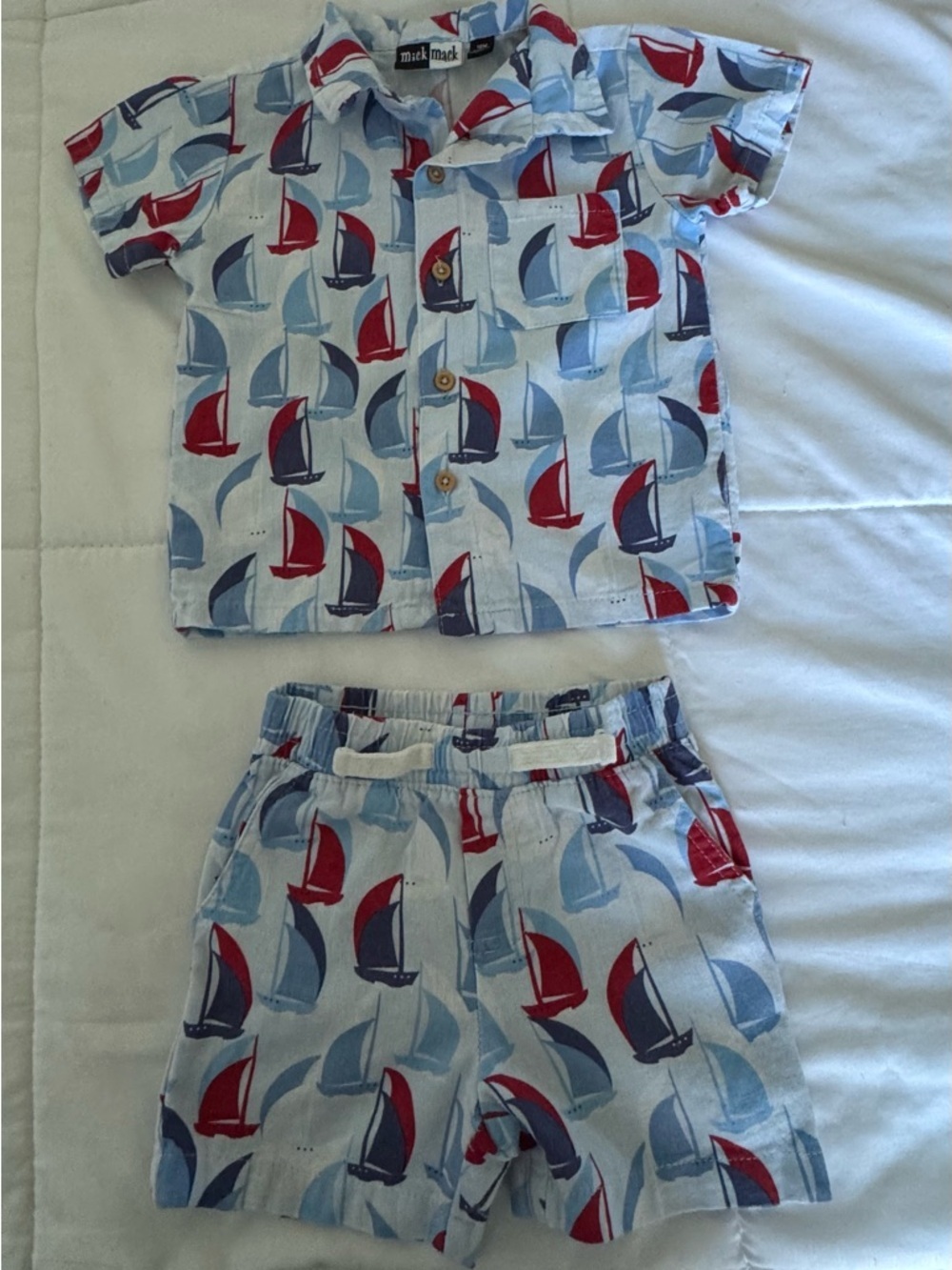 Mick Mack Light Blue Sailboat Kids Matching Set